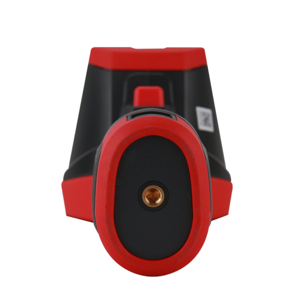 UNI-T UTI720E Enhanced Thermal Camera – 256×192, -20°C to 550°C, ≤50MK - bottom view showing the black and red handle base with a centered brass tripod mount and a red trigger button.