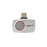UNI-T UTI720M Smartphone Thermal Camera Module for Android - a silver, rectangular device with a circular lens and a USB-C connector on top.