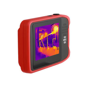 UNI-T UTI720T Portable Thermal Camera – 256×192, -20°C to 550°C, ≤50MK - image of pipes on its display with an NFC logo on the right side.