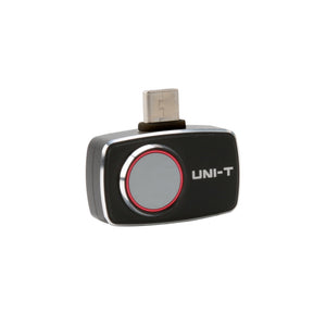 UNI-T UTI721M Smartphone Thermal Camera Module for Android - a black, rectangular device with a circular lens and a USB-C connector on top.