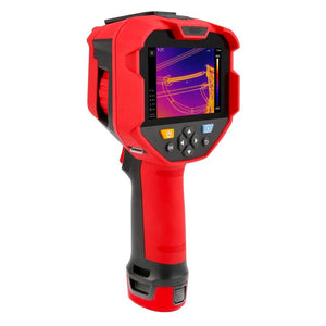 UNI-T UTI740H+ 400 Professional Enhanced Thermal Imager - a screen displaying a thermal image, control buttons, and a grip.