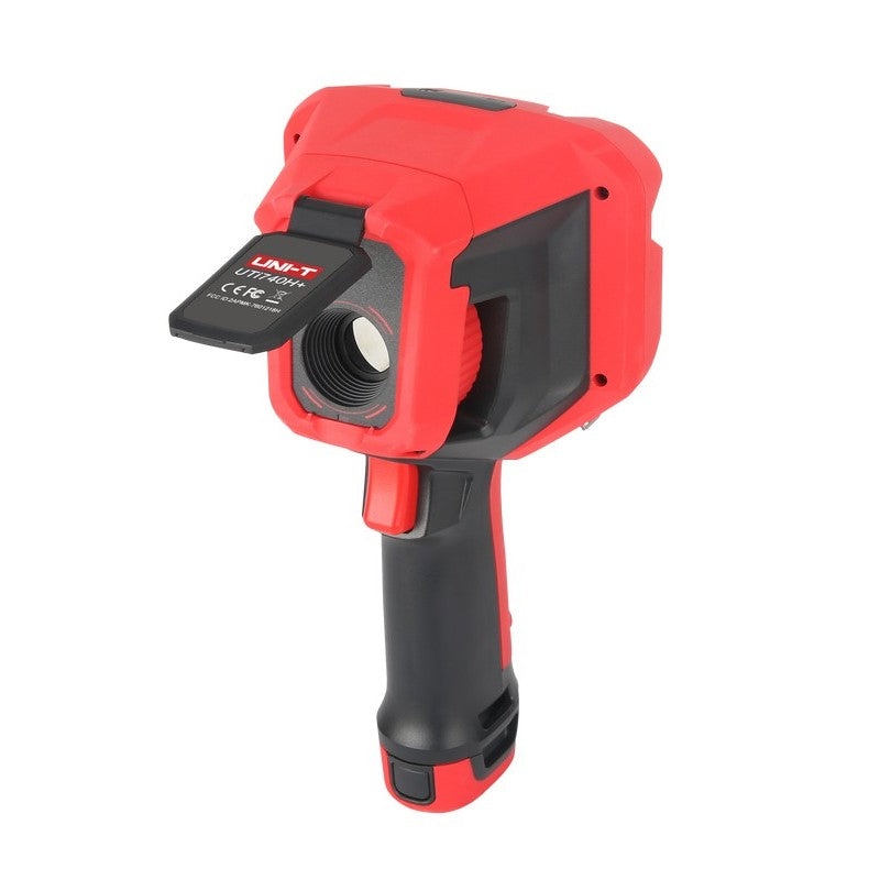 UNI-T UTI740H+ 400 Professional Enhanced Thermal Imager - a pistol-grip handle, trigger button, and a lens cover with model text.