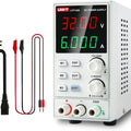 UNI-T UTP1306 Switching DC Power Supply – 192W Single Channel, 0–32V / 0–6A, 4-Digit LED, 10mV / 1mA Resolution, OVP & OCP, 3 Memory Presets - a white unit with a digital display reading 32.00V and 6.000A, control knobs, buttons, ports, and two cable sets.