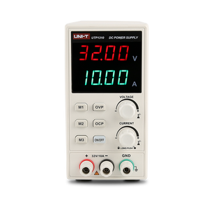 UNI-T UTP1310 Switching DC Power Supply – 320W Single Channel, 0–32V / 0–10A, 4-Digit LED, 10mV / 1mA Resolution, OVP & OCP, 3 Memory Presets - a white unit with a digital display reading 32.00V and 10.00A, control knobs, buttons, and three output terminals.