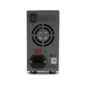 UNI-T UTP1310 Switching DC Power Supply – 320W Single Channel, 0–32V / 0–10A, 4-Digit LED, 10mV / 1mA Resolution, OVP & OCP, 3 Memory Presets - a cooling fan, power switch, AC power input with fuse holder, and a red 220V AC selector switch on a grey metal casing.
