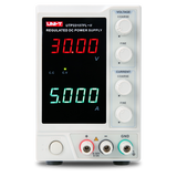 UNI-T UTP3315TFL-II 150W Linear DC Power Supply – Single Channel, 0–30V / 0–5A, 4-Digit LED, 10 mV / 1 mA, Auto CV/CC - a white unit with four knobs, a red 30.00V display, green 5.000A display, and three output terminals.