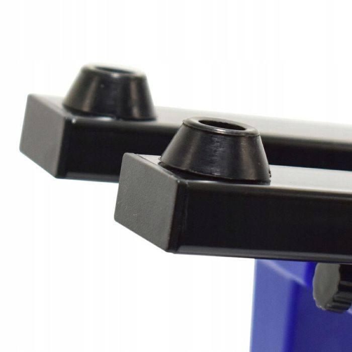 Universal PCB Stand Holder ZD-11E - a close-up view of the black metal support arms featuring two conical rubber feet and a black adjustment knob.