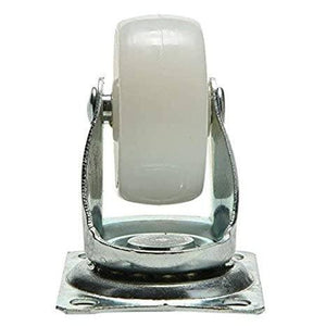 Universal Wheel For Smart Car Robot Omni Wheel Furniture Caster Robot Wheel Tire - a white plastic wheel mounted in a silver metal swivel bracket with a square base plate.