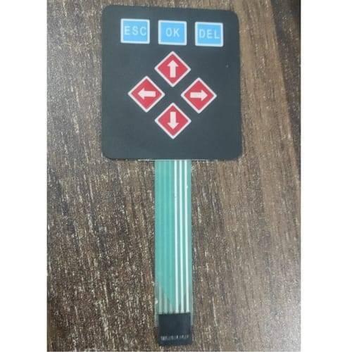 Up Down Keys Membrane Matrix Keypad For Arduino - a square black membrane keypad with red arrow buttons and blue ESC, OK, and DEL keys on a ribbon.