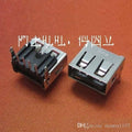 USB 2.0 Type a Female Socket Connector Port 4-pin Right Angle Adapter - shown as two silver and black metal components on a red surface.