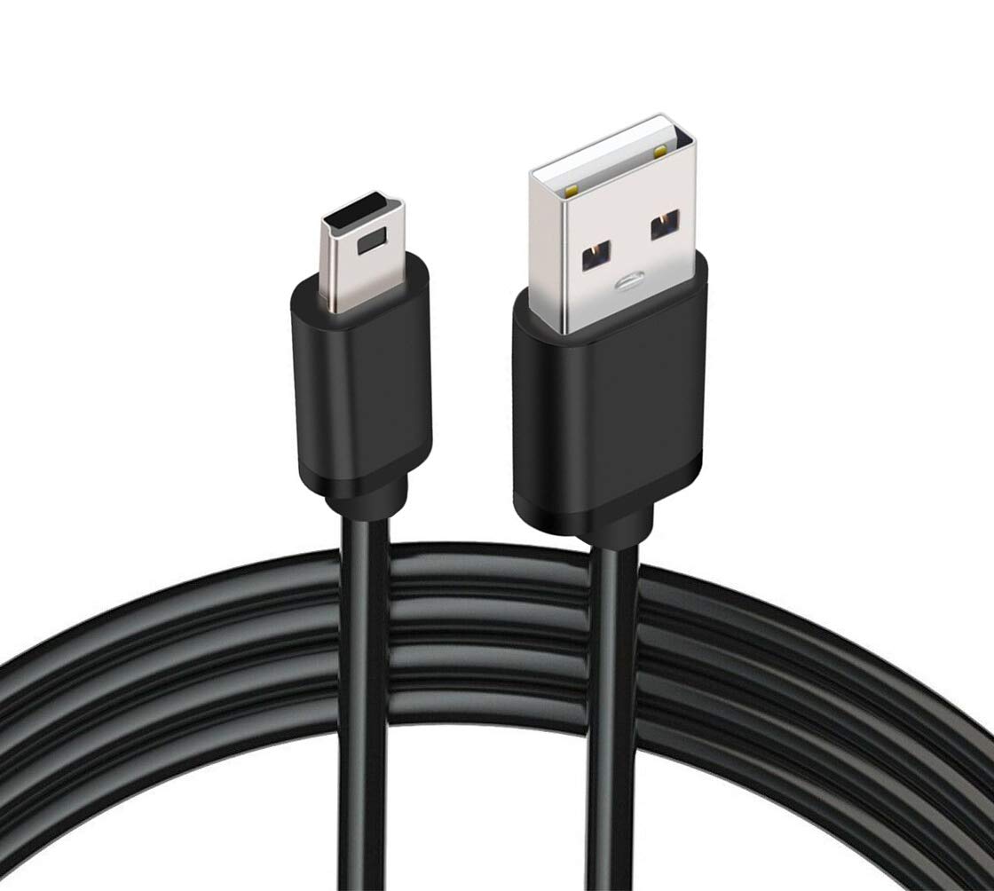 USB Cable For Arduino Nano USB Cable 2 feet - a black cable with a Mini-USB connector on one end and a standard USB-A connector on the other.