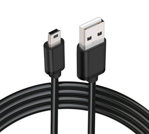 USB Cable For Arduino Nano USB Cable 2 feet - a black cable with a Mini-USB connector on one end and a standard USB-A connector on the other.