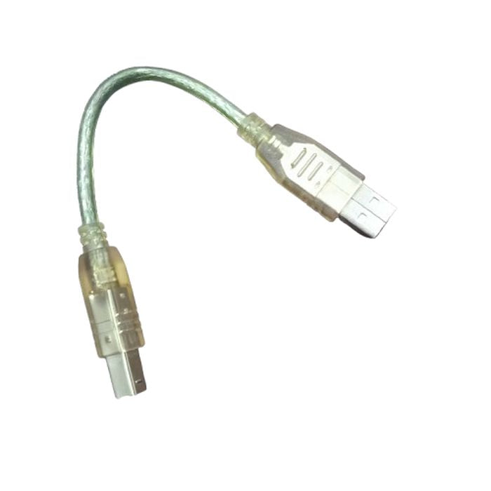 USB Cable For Arduino Uno Arduino - a short, transparent-cased cable with a USB Type-A connector on one end and a USB Type-B connector on the other.
