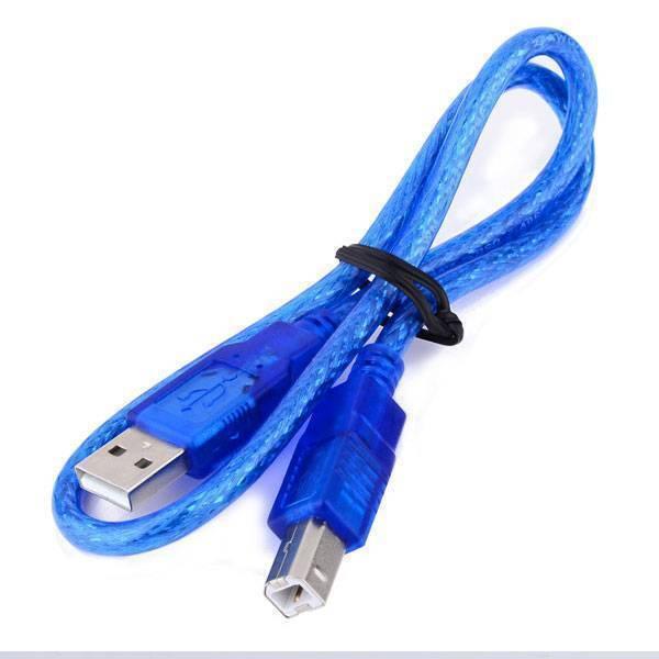 USB Cable For Arduino Uno Arduino Mega - a coiled blue USB cable with a standard USB-A connector on one end and a USB-B connector on the other.