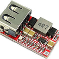 USB DC-DC Buck Converter CAR USB Charger Module 6-24V 12V 24V To 5V 3A Step Down Voltage Regulator Power Supply Module - a red circuit board with a silver USB-A port, a square inductor labeled 4R7, a diode, and various surface-mount components.