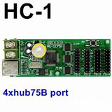 USB Full Color LED Display Controller Hc-1 - with a USB port, screw terminals, a button, and four hub75b ports.
