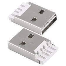 USB Socket USB 2.0 Type a Straight Pinout USB Connector - shown as two silver metal male USB connectors with white plastic pin bases.