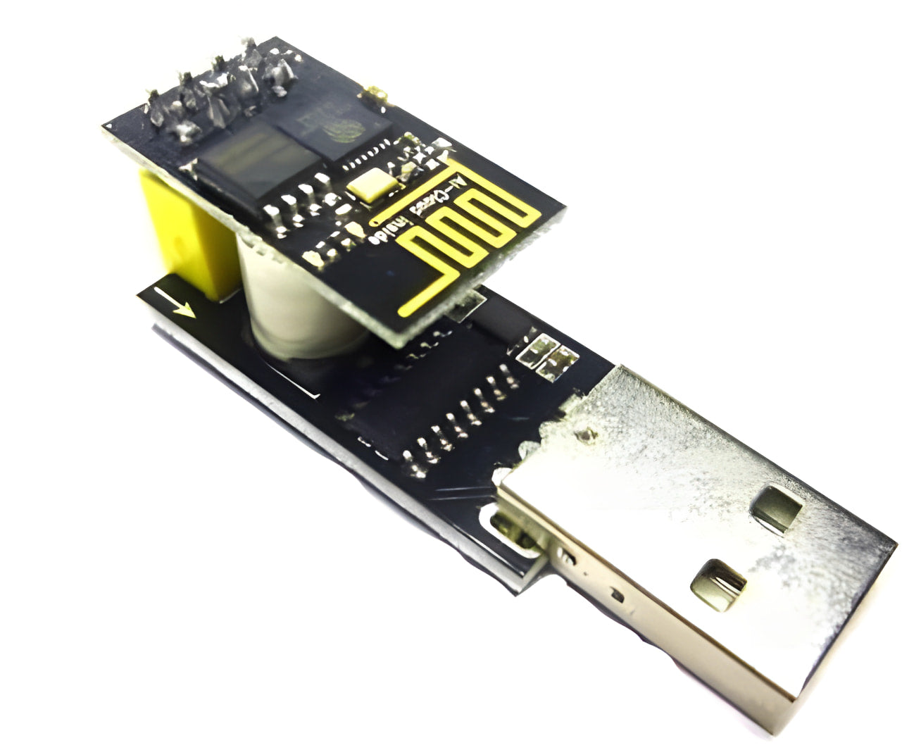 USB To ESP8266 Serial Adapter Wireless WiFi Development Board Transfer Module - a black circuit board with a USB connector and an attached ESP8266 module.