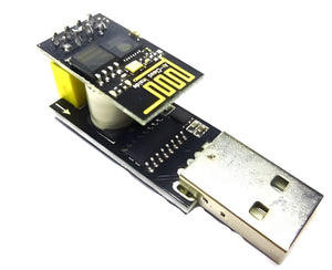 USB To ESP8266 Serial Adapter Wireless WiFi Development Board Transfer Module - a black circuit board with a USB connector and an attached ESP8266 module.