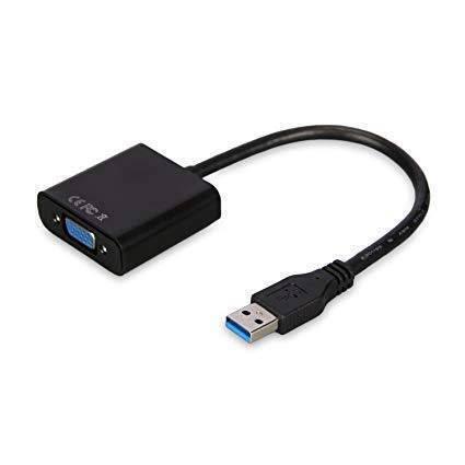 USB To VGA Converter Cable Adapter Cable Converter Dsub 15-pin Connector - a black adapter with a VGA female port on one end and a USB male connector on the other, joined by a short cable.