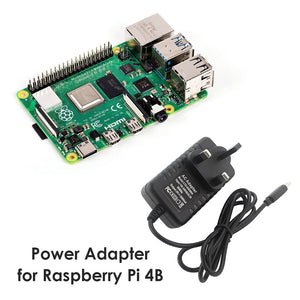 USB Type c Cable 5V 3A Power Supply Adapter Uk For Raspberry Pi 4b - a green Raspberry Pi 4B circuit board next to a black UK-plug power adapter.