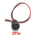 USB Type-C Connector – Female Socket, 3A Fast Charging & Data Transfer Port - a black circular panel-mount port with two attached red and black wires.