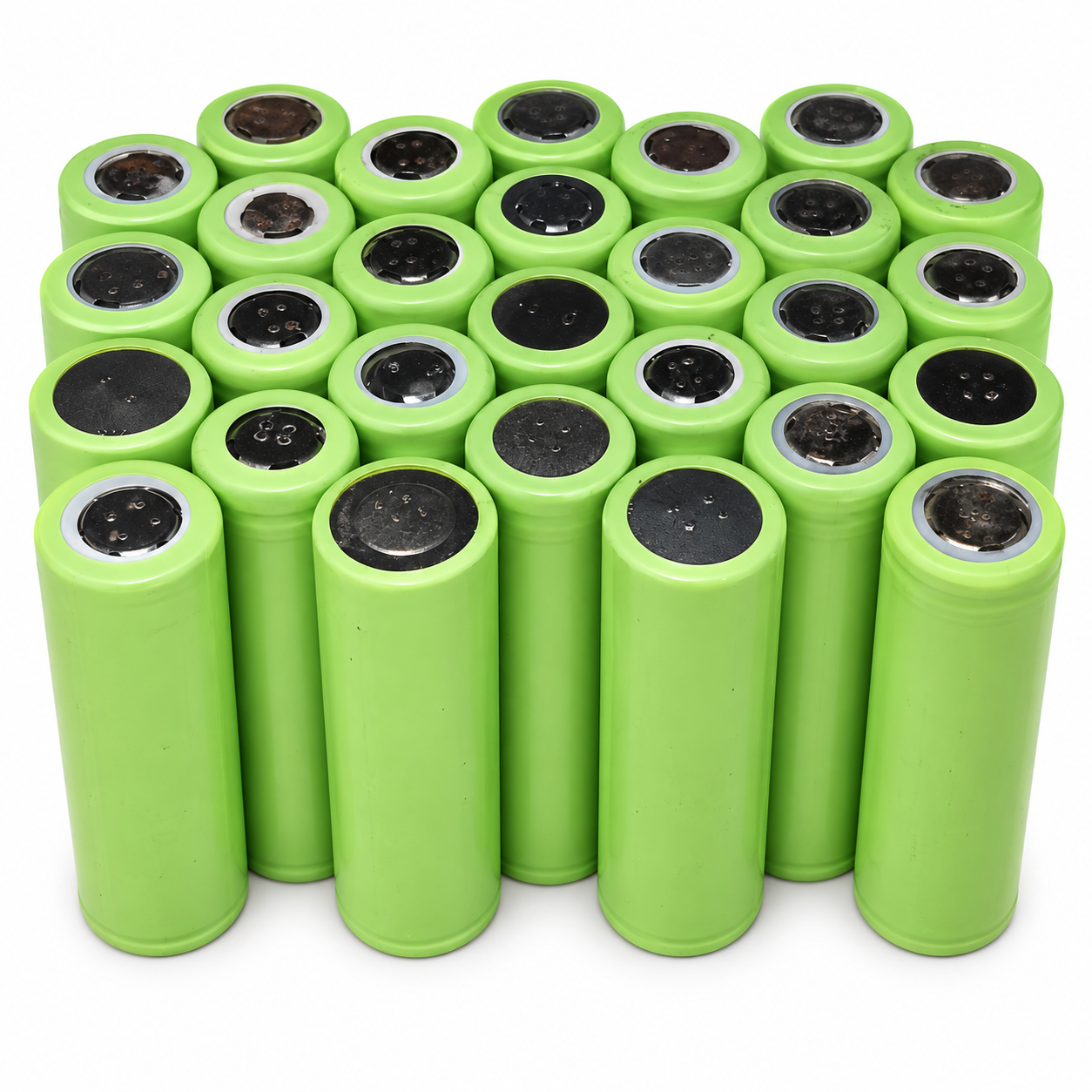 Used 1000mAh–2000mAh 3.7V 18650 lithium-ion cells, terminal view