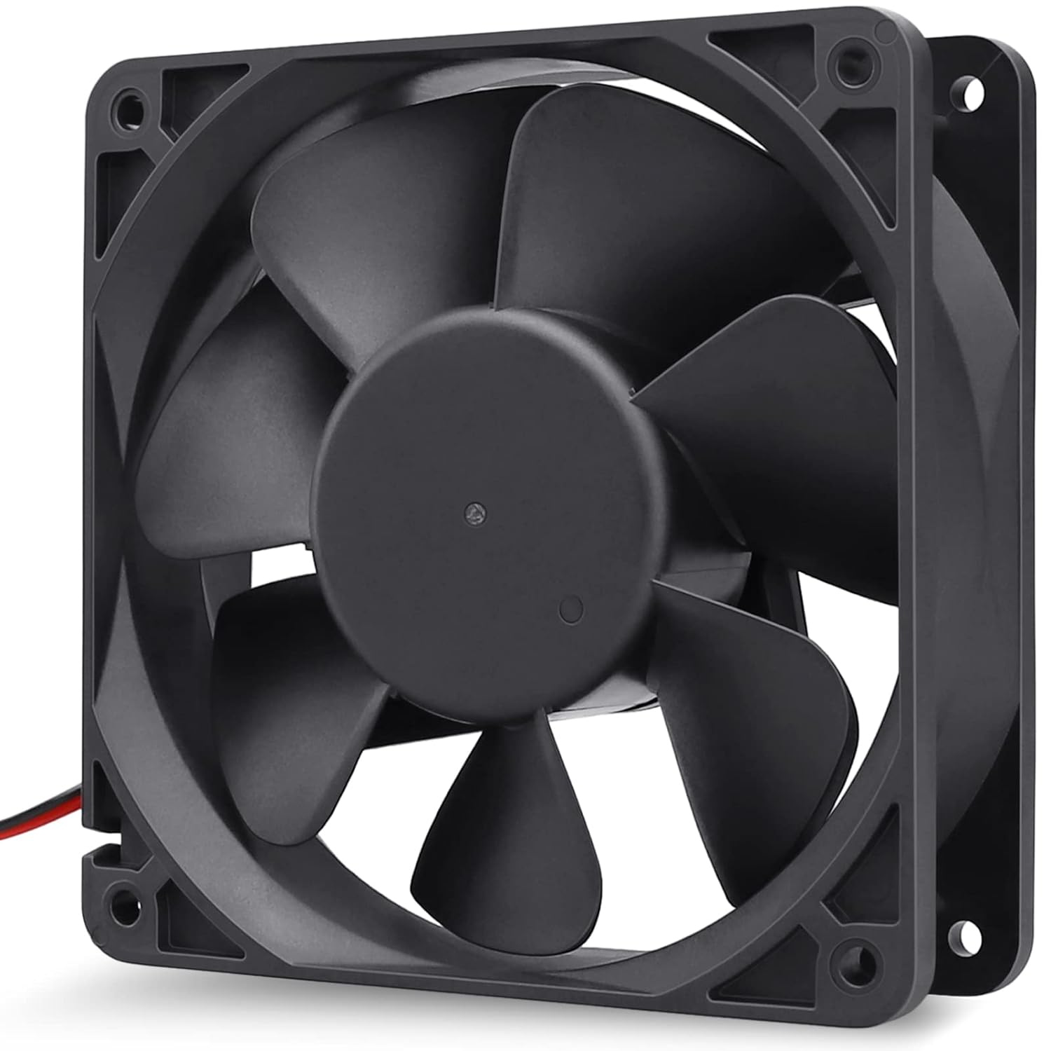 Used 3.5 Inch 24V DC Fan | Buy Online At Digilog.pk - a black square-framed cooling fan with seven blades and a two-wire power cable extending from the corner.