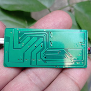 Used 4s 10A BMS With Temperature Sensor And Connector Btr-cyzm-5425-4s - the green rectangular circuit board side with exposed copper traces.