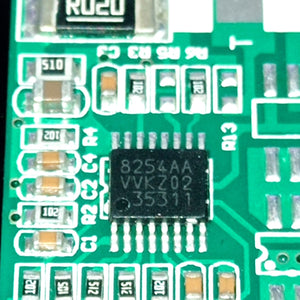 Used 4s 10A BMS With Temperature Sensor And Connector Btr-cyzm-5425-4s - close-up of the green circuit board showing the 8254AA chip and resistors.