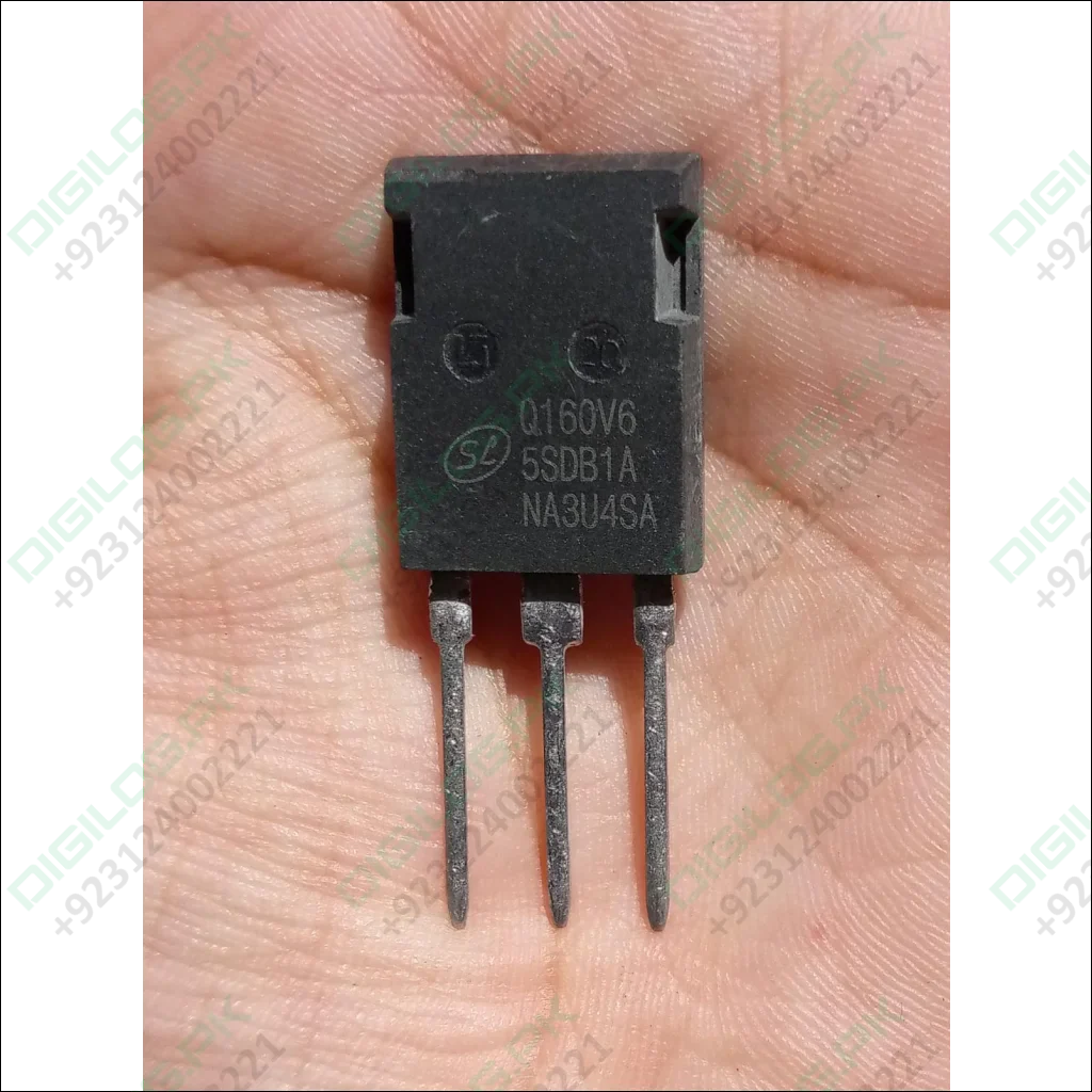 Used IGBT 650V 160A High IGBT Q160V65SDB1A - black three-pin electronic component held in a palm, showing the text printed on its rectangular face.