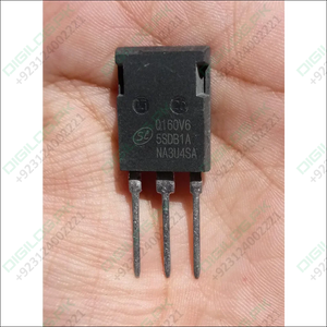 Used IGBT 650V 160A High IGBT Q160V65SDB1A - black three-pin electronic component held in a palm, showing the text printed on its rectangular face.