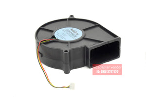 Used Nidec D09F-24SS2 01B 9cm 9733 24V 0.25A Turbo Blower Fan - a black plastic centrifugal fan with a three-wire cable and a small white connector.
