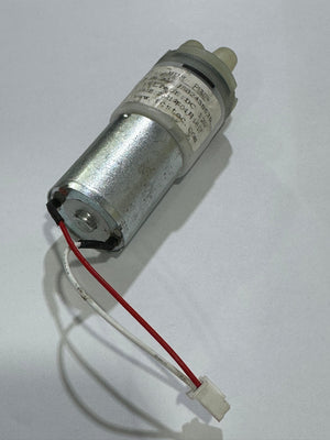 USED stock lot mix shape 12V Micro Air Pump Small 528 Motor Vacuum Pump 5.5 L/min Electric Pumps Mini - a cylindrical silver motor with a white plastic pump head and a red and white wire harness with a small white connector.