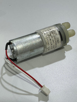 USED stock lot mix shape 12V Micro Air Pump Small 528 Motor Vacuum Pump 5.5 L/min Electric Pumps Mini - with a silver cylindrical motor body, a white plastic pump head with two ports, and a red and white power cable with a connector.