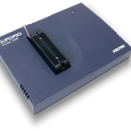 Used SUPERPRO 500P Universal Programmer High-Speed IC Programming - a dark blue rectangular device featuring a central 48-pin ZIF socket and a small status indicator light.