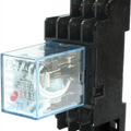 Uxcell HH54P DC 12V Coil 14-Pin Power Relay 4P2T with base| Digilog.pk - clear plastic cover and black base, featuring a 14-pin configuration, internal coil, and a small red indicator light.