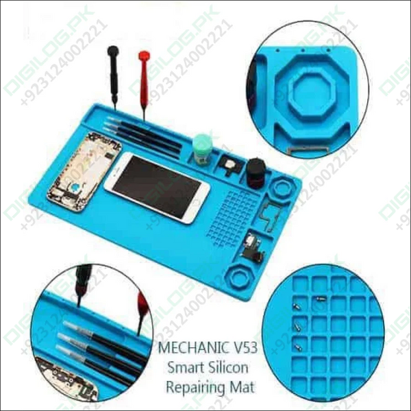 Mechanic V53 Mobile Phone Motherboard Maintenance Blue High Temperature Resistant Work Mat Silicon Repair Mat for Mobile Repair Heat Insulation