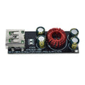 V790 SW3518S module Fast Charging DC6-32V QC4.0 PD3.0 Type-C VOOC - a black circuit board featuring a USB Type-A port, four cylindrical capacitors, and a copper-wound inductor coil.