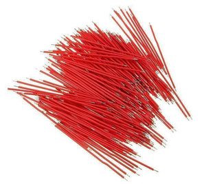 Vero Board Breadboard Jumper Cable Dupont Wire Electronic Wires Black Red Color - a large pile of individual red jumper wires with stripped metal ends.