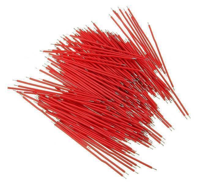 Vero Board Breadboard Jumper Cable Dupont Wire Electronic Wires Black Red Color - a large pile of individual red jumper wires with stripped metal ends.