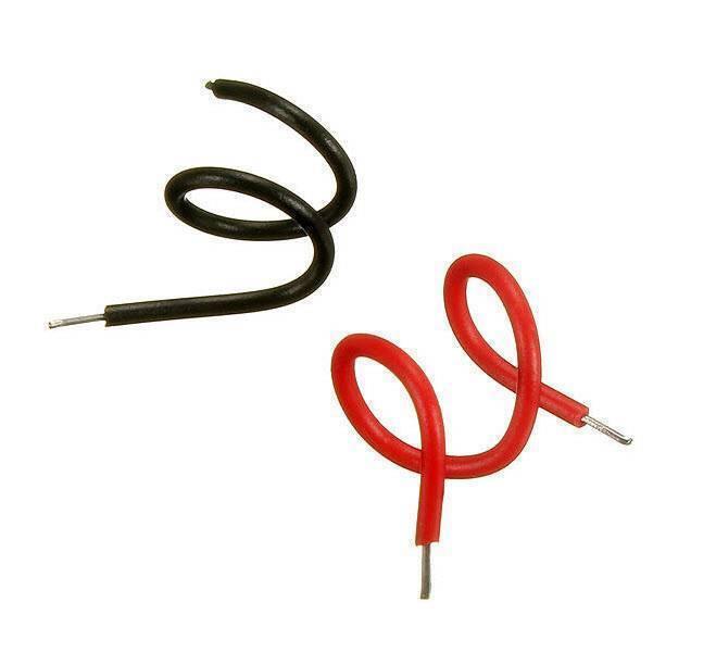 Vero Board Breadboard Jumper Cable Dupont Wire Electronic Wires Black Red Color - one coiled black wire and one coiled red wire with exposed metal ends.