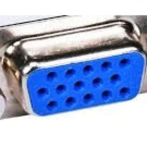 VGA Connector With Cover Type a Female dB-15 - close-up view of a blue 15-pin female VGA connector port with a metal housing.