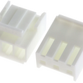 VHR Male and Female Connector Housing + THEMBEL , 3.96mm Pitch, 3 Way - pair of white plastic 3-pin connector housings shown side-by-side.