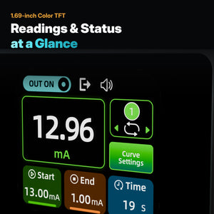Close-up of VT-SG1224 1.69 inch color TFT showing output, start, end and time settings