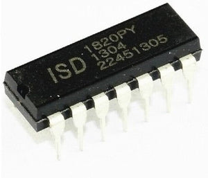 Voice Recording IC ISD1820PY DIP14 - a black 14-pin integrated circuit chip with white text markings on its top surface, shown from an angled perspective.
