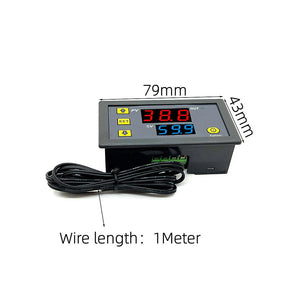 W3230 Mini Digital Temperature Controller Thermostat Regulator AC110V-220V 20A - a black rectangular device with a digital display showing 38.8 and 59.9, buttons, and a 1-meter wire.