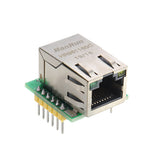 W5500 Ethernet TCP/IP Protocol Stack SPI IOT Compatible WIZ820IO Shield - a close-up of the silver and green RJ45 Ethernet port connector with HanRun HR961160C printed on top.