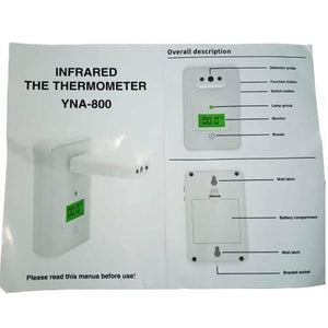 Wall Mounted Thermal Scanner ( Wall Mounted Temperature Scanner) Yna-800 - the white device, its front display reading 00.0, and a rear view of the battery compartment.