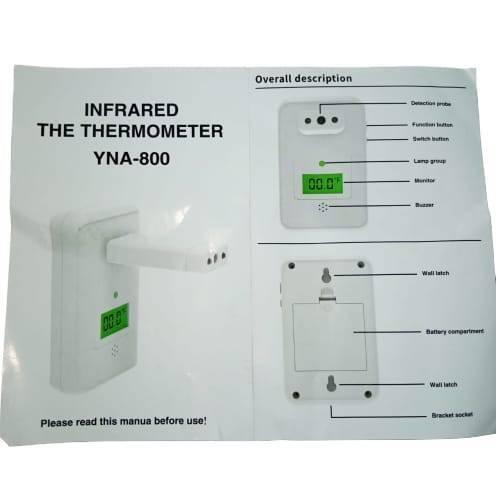 Wall Mounted Thermal Scanner ( Wall Mounted Temperature Scanner) Yna-800 - the white device, its front display reading 00.0, and a rear view of the battery compartment.
